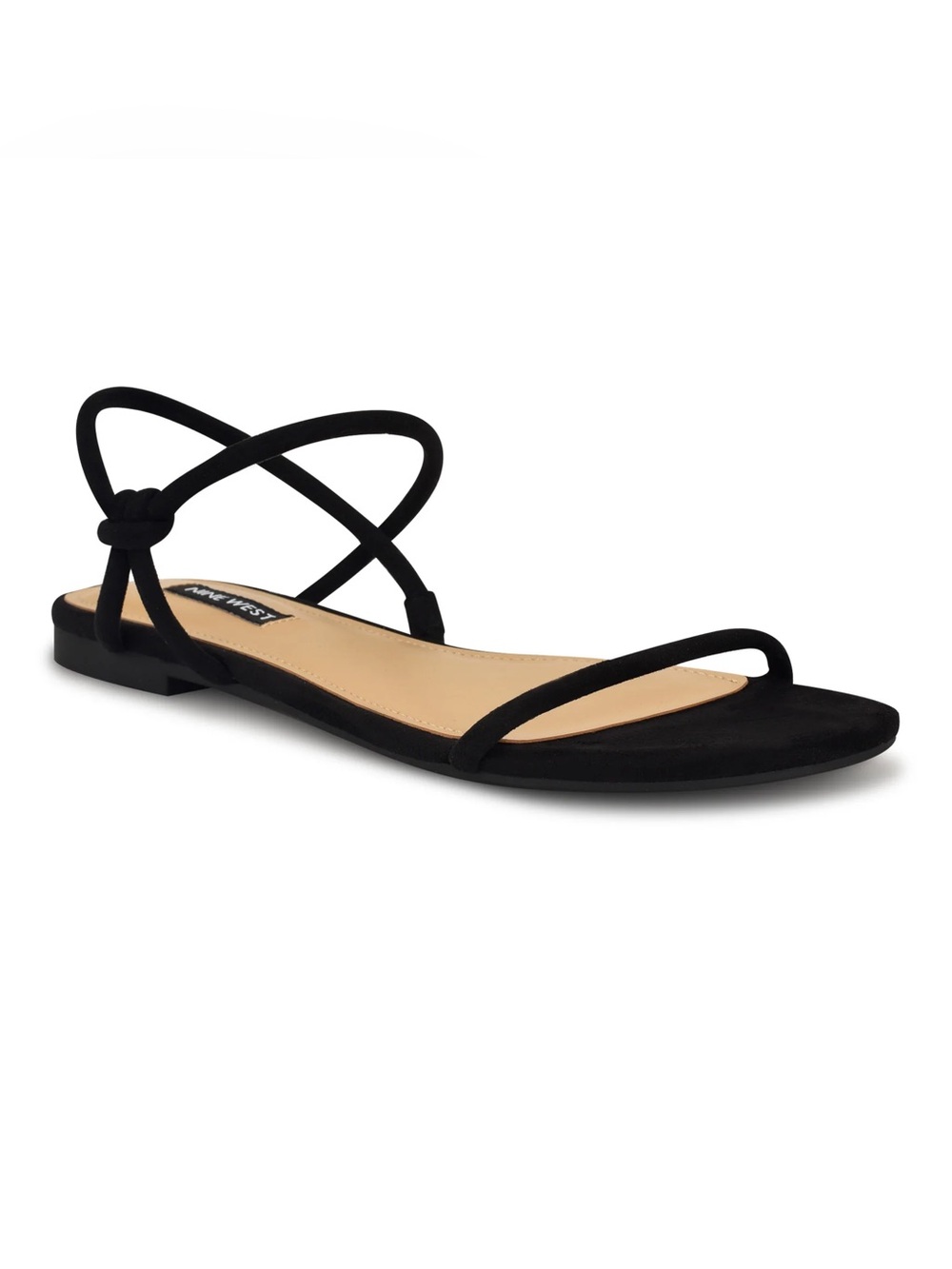 Nine West Maizy Flat Minimalist Sandals Black Ankle Strap Women's - 9M